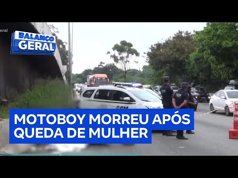 Motorcyclist dies after being hit by woman who fell from a bridge on the Tietê Marginal Highway i...
