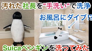 【お風呂にダイブ！？】汚れたSuicaペンギン社長を"手洗い"で洗ってみた！