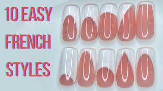 Easy French Tip Nails 💅 French Nail Art Designs Tutorial