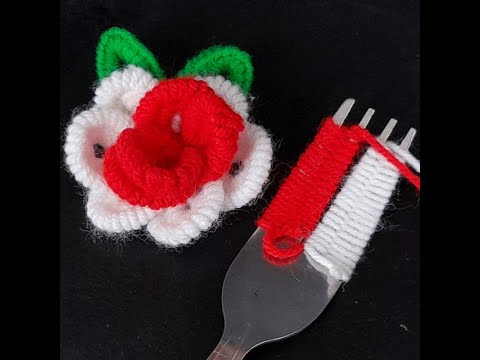 Amazing Woolen Rose Making Ideas with Fork