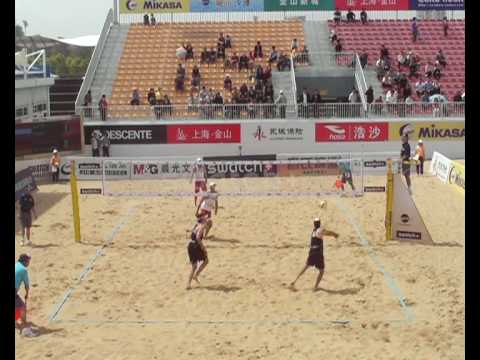 Weflyhigh Beachteam vs Germany Shanghai 2010 Satz 1 Teil 1.wmv