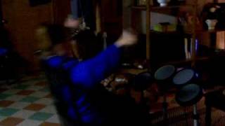 My mother playing Rock band