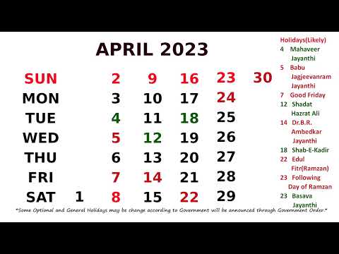 April Calendar 2023