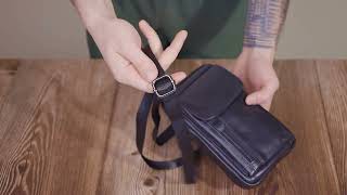 Вертикальна чоловіча сумка на пояс із натуральної шкіри Vintage 22563 чорна
