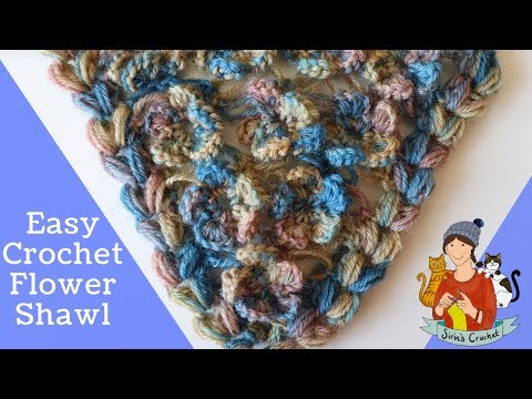 Easy Crochet Flower Triangle Shawl