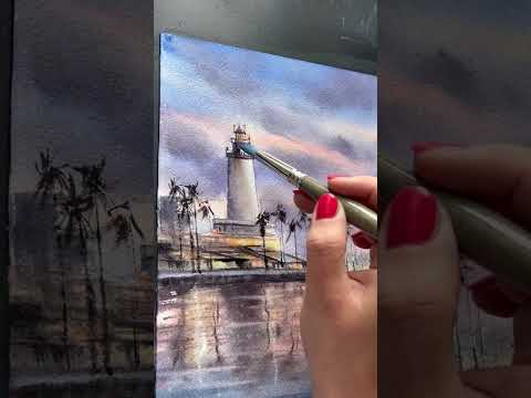 How To Paint Watercolor Sunset in Malaga