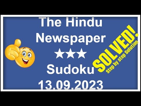 The Hindu 3-Star Sudoku Answer for September 13, 2023 |  ★★★