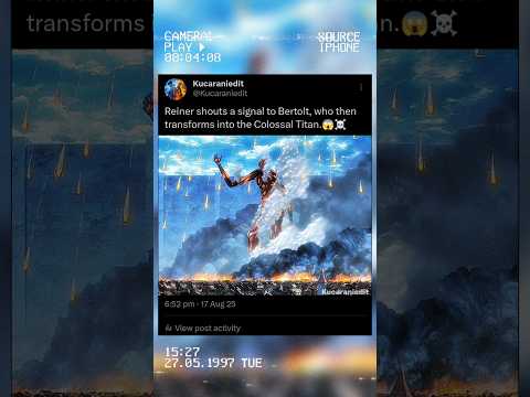 Reiner shouts a signal to Bertolt, who then transforms into the Colossal Titan.😱☠️ #edit #aot #titan