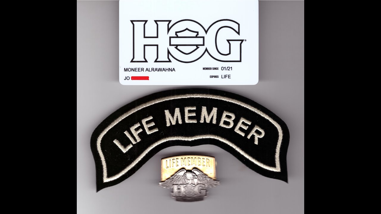 H.O.G. Jordan - Life Member Card , Patch and Pin