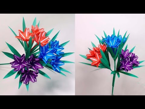 Stick Flower Idea: Paper Flower with Stick | Beautiful Paper Stick Flower | Jarine's Crafty Creation Video