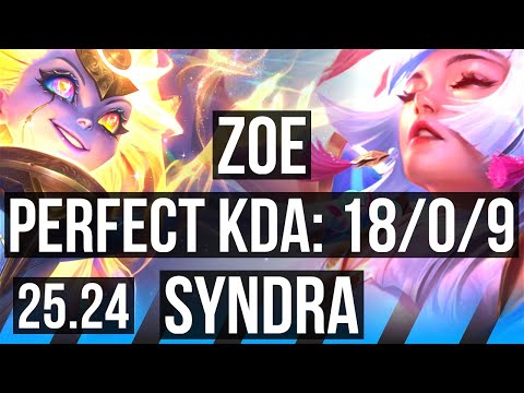 ZOE vs SYNDRA (MID) | Perfect KDA: 18/0/9, 42K damage | EUW Grandmaster | 25.24