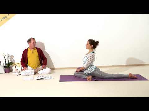 Taube Vorbereitung mit Händen auf dem Knie - Yoga Asana Lexikon