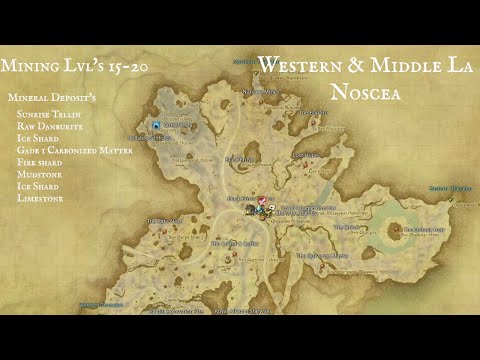 Final Fantasy XIV Online:  Mining Node Locations in Western and Middle La Noscea LVL's 15-20
