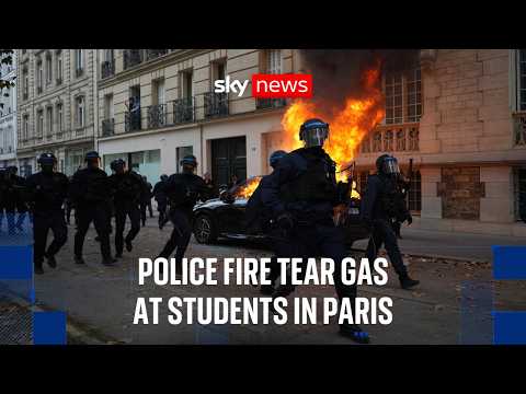 Police fire tear gas at protesting students in Paris