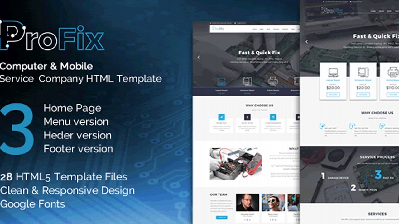ProFix - Computer & Mobile Phone Repair Service Company HTML5 Template | Themeforest Website