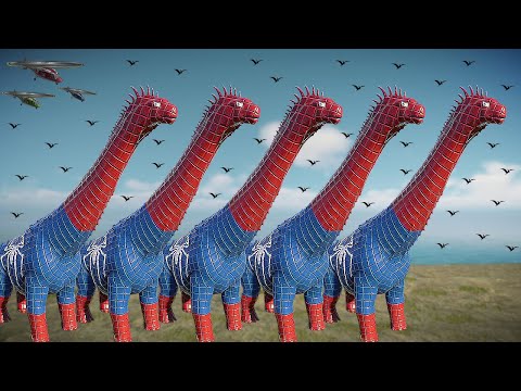 Long Neck Dinosaurs Alamosaurus skin Spider Adventure to Rescue T Rex Fighting Dinosaur Thunder Dino