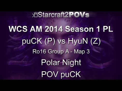 SC2 HotS - WCS AM 2014 S1 PL - puCK vs HyuN - Ro16 Group A - Map 3 - Polar Night - puCK