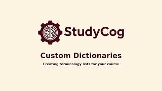 StudyCog - Custom Dictionaries