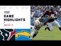Texans vs. Chargers Week 3 Highlights | NFL 2019