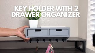 Key Holder Wall Mount with 2 Drawer Organizer