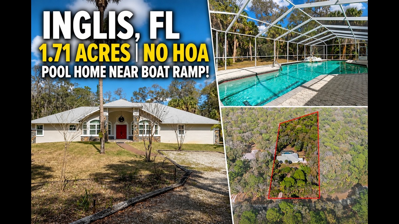 Cinematic tour: Inglis Florida Home For Sale | Saltwater Pool, No HOA & Boat Ramp Nearby MLS#852767