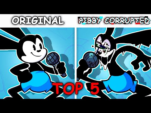 Top 5 Original VS Pibby Corrupted Mods - Friday Night Funkin' - VS Oswald, Finn, Gumball, Spongebob