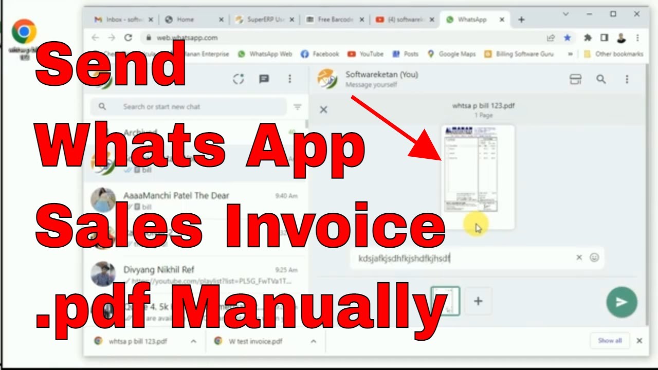 Send Sales Invoice pdf file on Whats App Manually How to do.