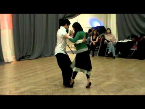  Maria Ines Bogado  and  Sebastian Jimenez  are  dancing  to  the  tango  "  Pensalo Bien  "