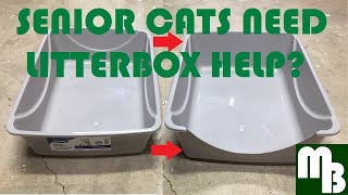 Older Senior Cat not using litter box pan or spraying? How to modify Litter Box Pan make it easier!