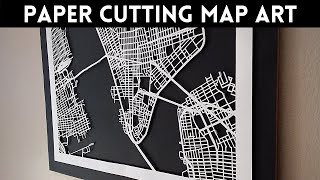 How to Make a Cut Out Map from Paper | New York City Map | 3D Paper Hanging Wall Art