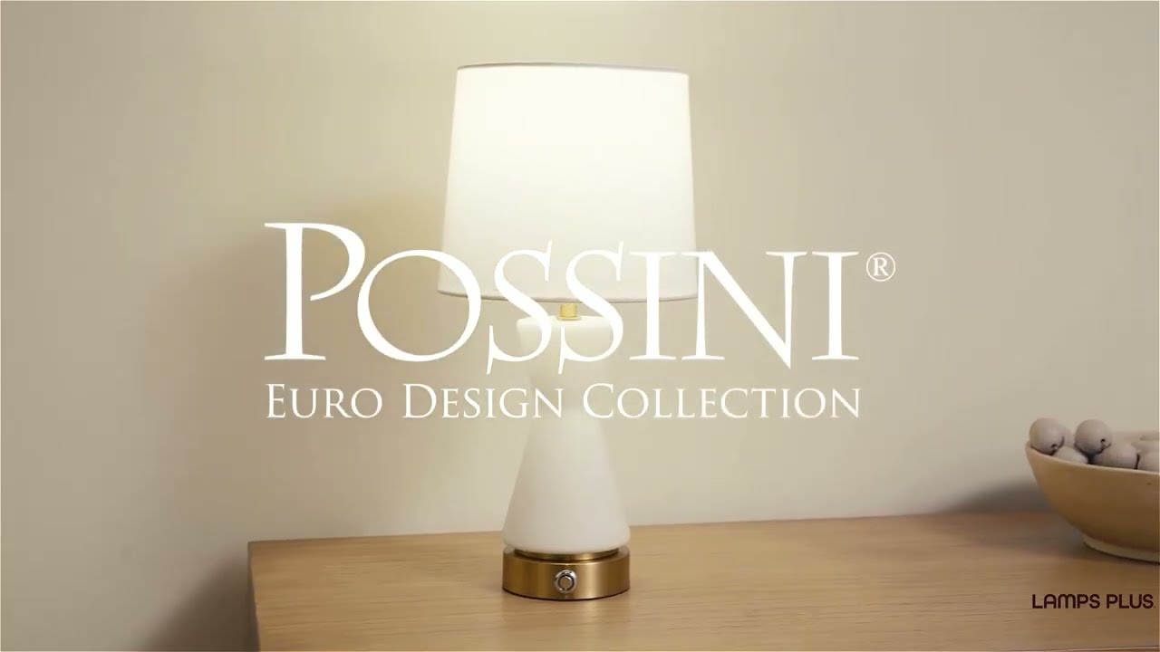 Video 1 Watch A Video About the Possini Euro Rommy White Glass Battery Powered Accent Table Lamp