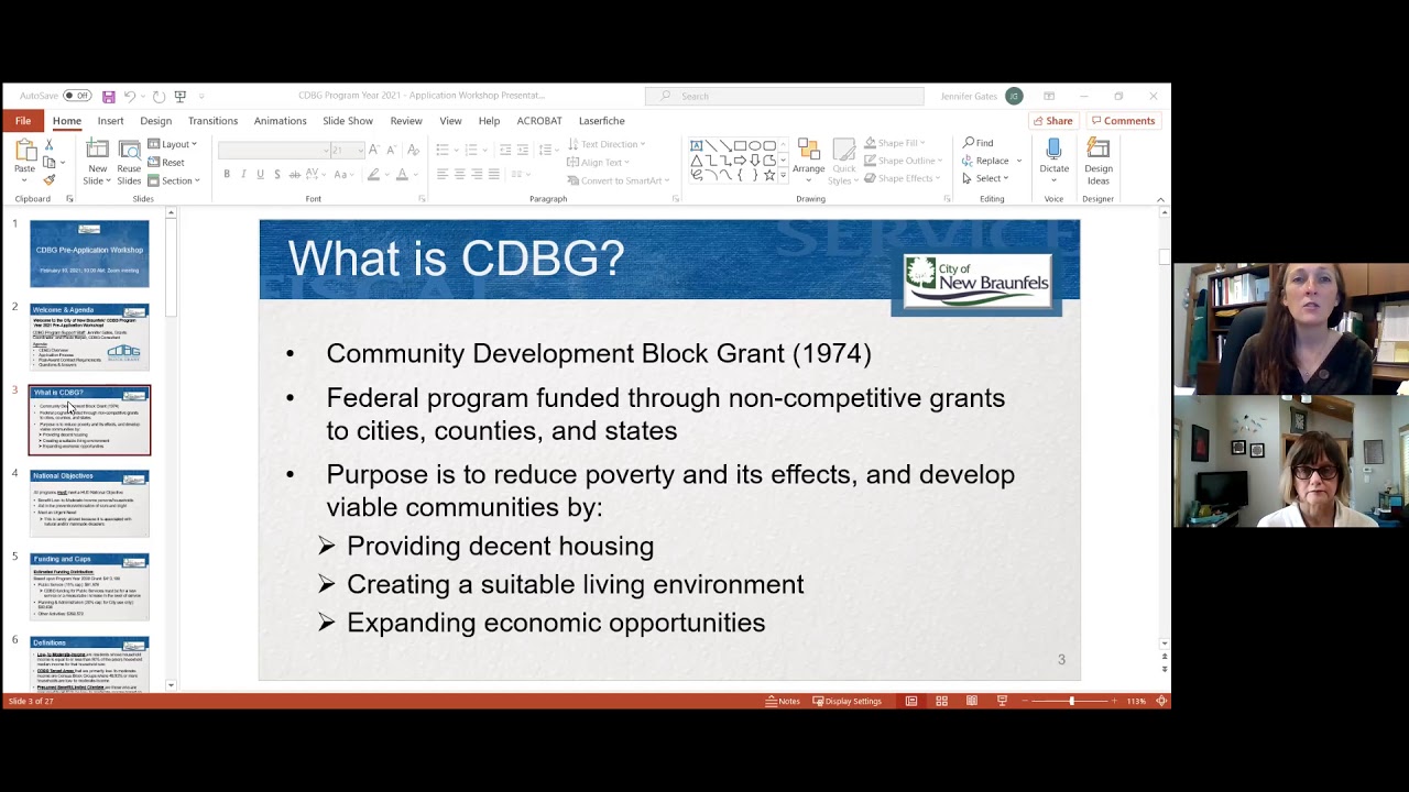 CDBG Program Year 2021 - Application Workshop Presentation