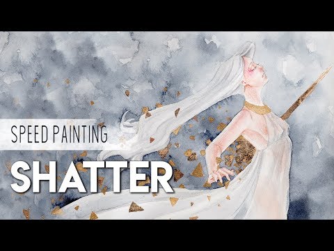 SHATTER | watercolour, colored pencils and gold leaf