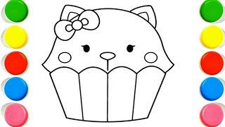 How To Draw cute cup cake Drawing, Painting & Coloring For Kids and Toddlers_ #Child Art #drawing