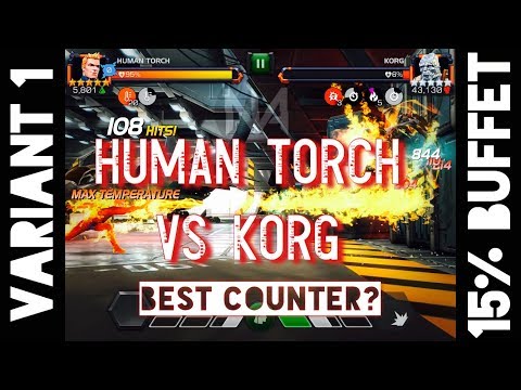 Rank 3 5 Star Human Torch Destroys Buffet Korg - Variant 1 (Ultron's Assault)
