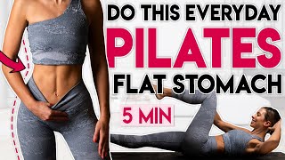 ABS PILATES WORKOUT 🔥 Flat Stomach Tone & Belly Fat Burn | 5 min