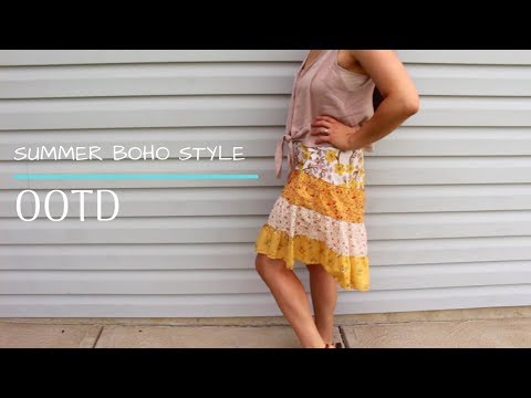 Summer Boho Inspired OOTD : Flowy Skirt + Crop Top