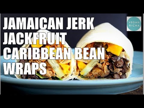 Jamaican Jerk Jackfruit, Carribean Black Bean Wraps | Vegan Richa Recipes