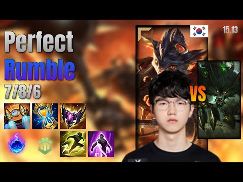 Perfect Top Rumble vs Warwick lol KR solo rank Full Game 15.13 | 퍼펙트 럼블 vs 워윅