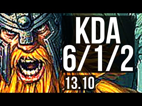 OLAF vs WARWICK (TOP) | 66% winrate, 6/1/2, Dominating | KR Master | 13.10