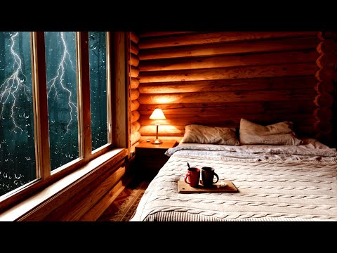 Pioggia Rilassante per Dormire - Rumore della Pioggia e Tuoni in Camera da Letto Accogliente