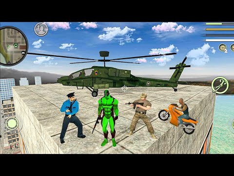 Green DeadPool Rope Hero Fly Real Army Helicopter Vice Town Simulator #19 - Android Gameplay