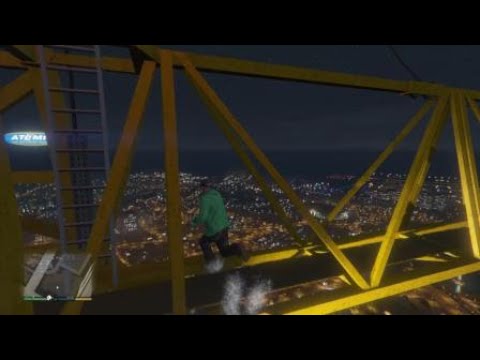 Grand Theft Auto V Franklin falling off crane