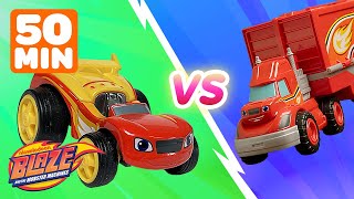 Big Rig Blaze vs. Race Car Blaze! 🏎️ | 50 Minute Toy Play | Blaze and the Monster Machines Toys