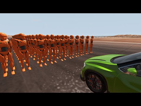 Car vs 100 Crash Test Dummy – BeamNG.Drive