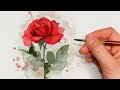 How to paint a ROSE with WATERCOLORS! || Beginner Watercolor Tutorial!