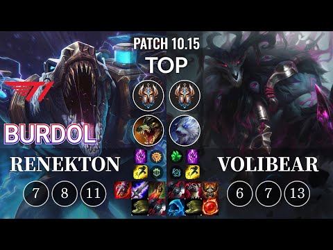 T1 Burdol Renekton vs Volibear Top - KR Patch 10.15