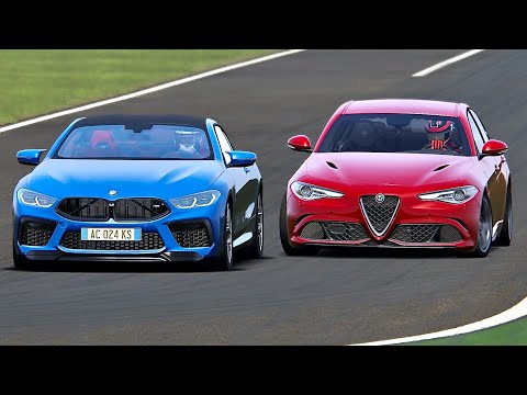 BMW M8 2020 vs Alfa Romeo Giulia Quadrifoglio - Monza