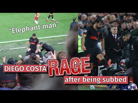 Diego Costa RAGES as He's Subbed Off - Liverpool Fans Sing "Elephant Man" Liverpool 3-2 Atletico