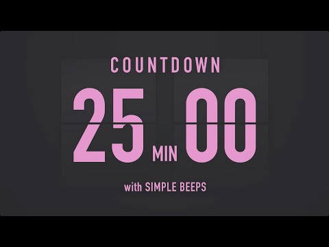 25 Minute Countdown Timer ⏳ Flip Clock with Simple Beeps 💕🖤